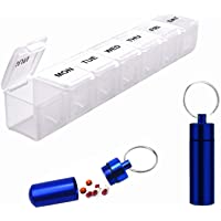 DOIMGITO-Pastillero XL semanal (BLANCO) + Pastillero portatil - 7 Días XL Grande Organizador de Medicamentos 1 toma…